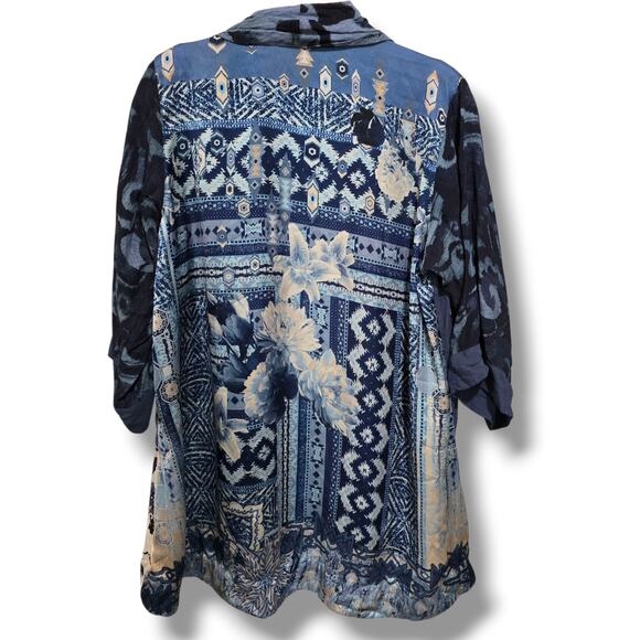 Vicente Women’s Blue Embroidered Floral Open Front Kimono Cardigan – Small - Picture 4 of 8